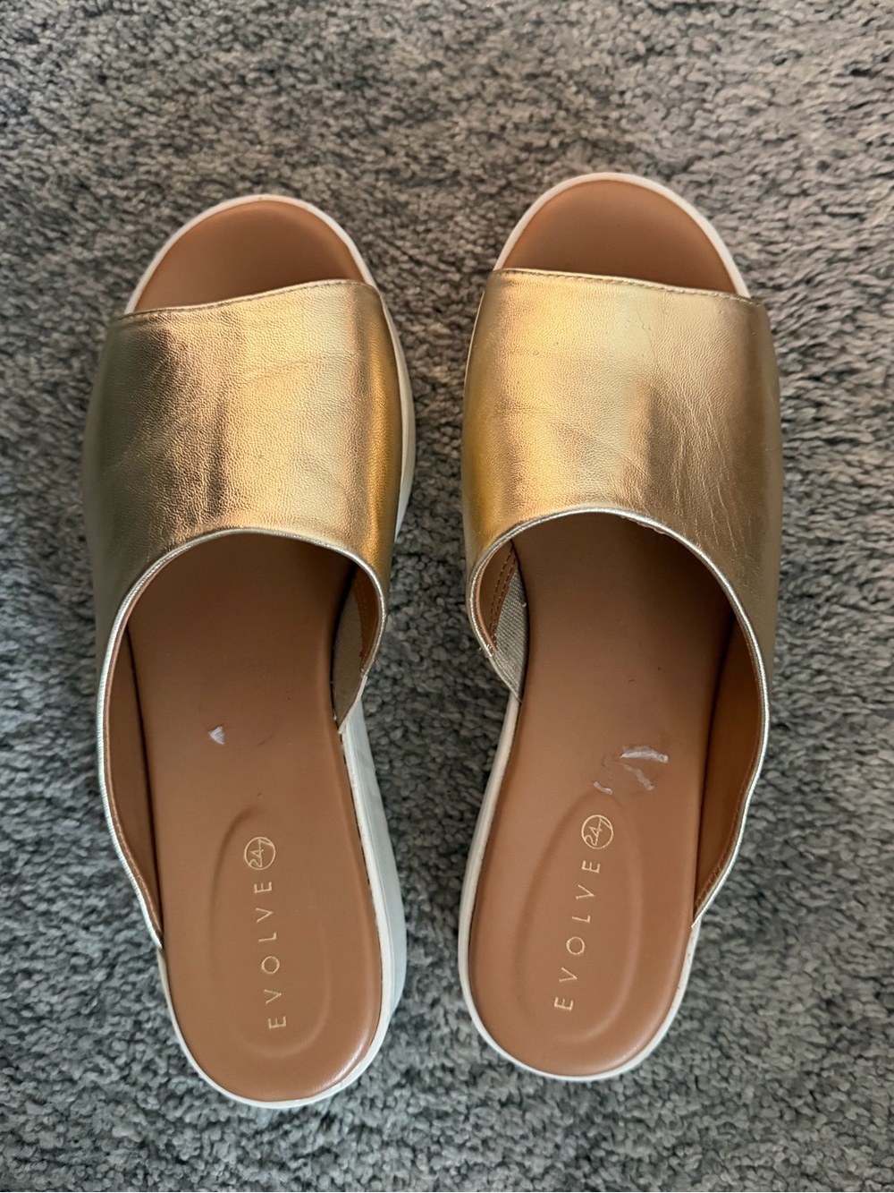 Evolve Gold Slide Sandals - Metallic Gold Women’s Slides